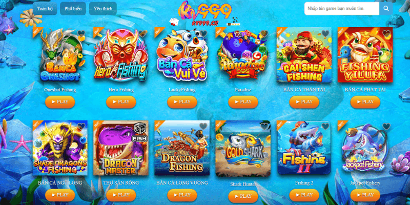 Sảnh băn cá KV999 nhiều game lựa chọn